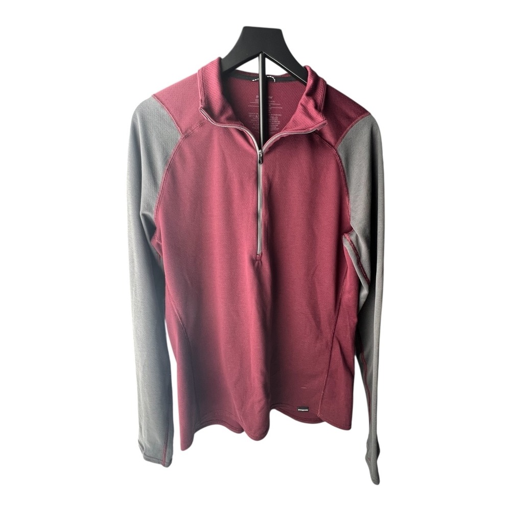 Patagonia Polartec Quarter Zip Pullover Maroon Gray Colorblock Men's M